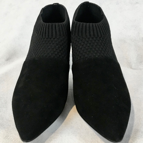 Cole Haan Vanna Shootie Suede Heel Booties Black Fashion Ankle Boots Pointed Toe - Picture 7 of 10